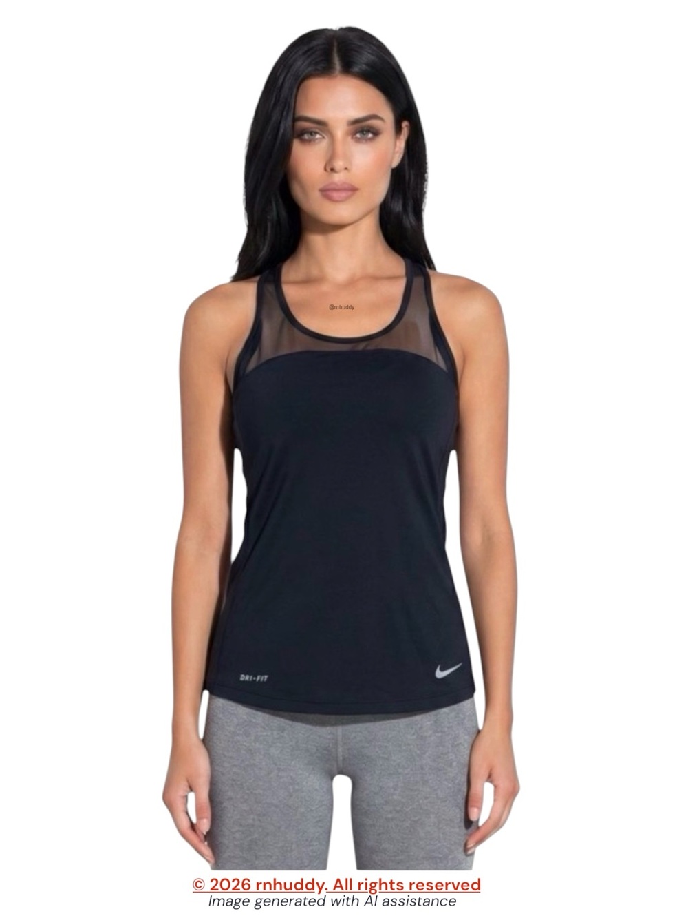 Nike S black Dri-FIT racerback upper mesh panel tank